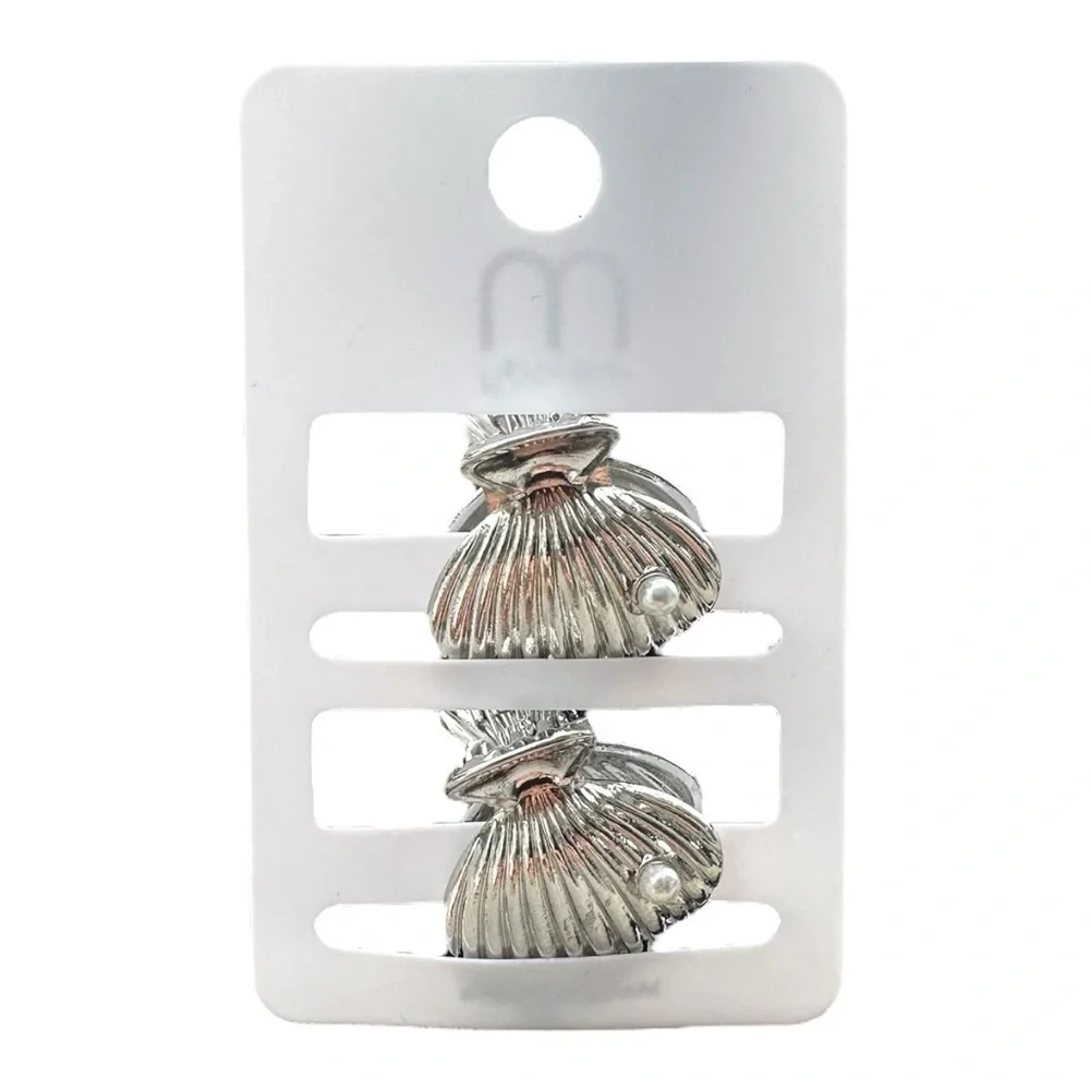 5/$25 Melody Silver Conch Shell Hair Clips